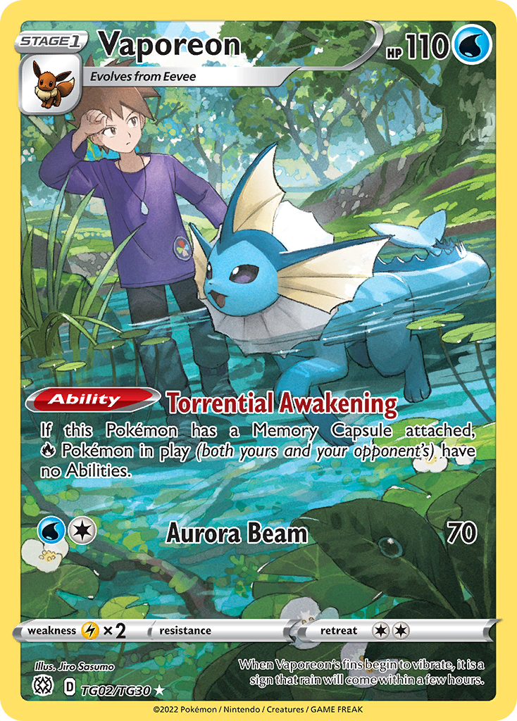 TG02/30 [BRS] Vaporeon - Trainer Gallery Rare Holo