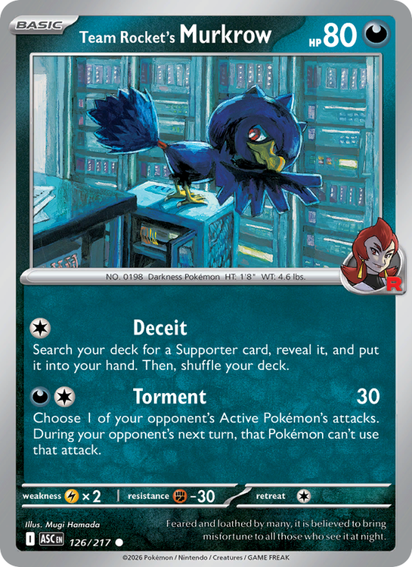 126 [ASC] Team Rocket's Murkrow (Reverse Holo - Energy) - Common