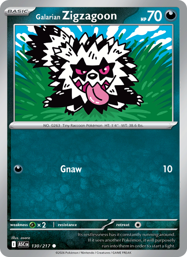 130 [ASC] Galarian Zigzagoon (Reverse Holo - Dusk Ball) - Common