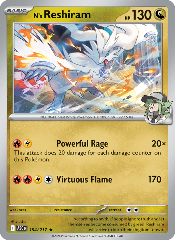 154 [ASC] N's Reshiram (Reverse Holo - Poké Ball) - Rare