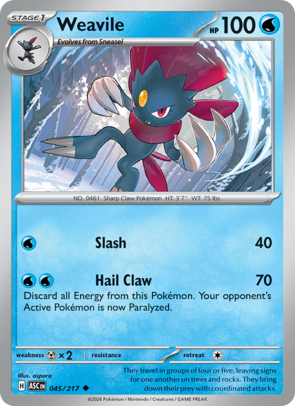 045 [ASC] Weavile (Reverse Holo - Energy) - Uncommon