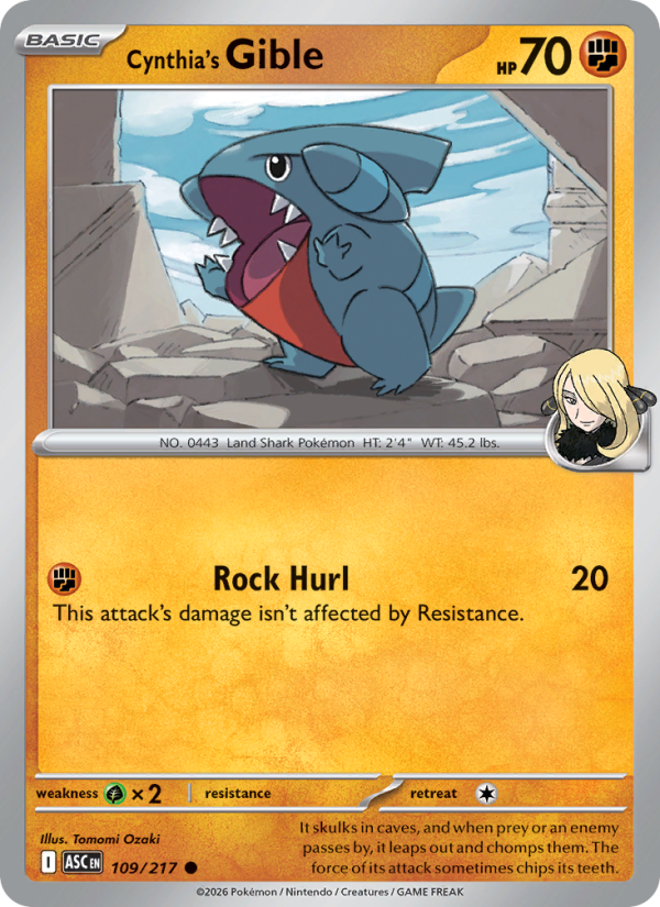 109 [ASC] Cynthia's Gible (Reverse Holo - Poké Ball) - Common