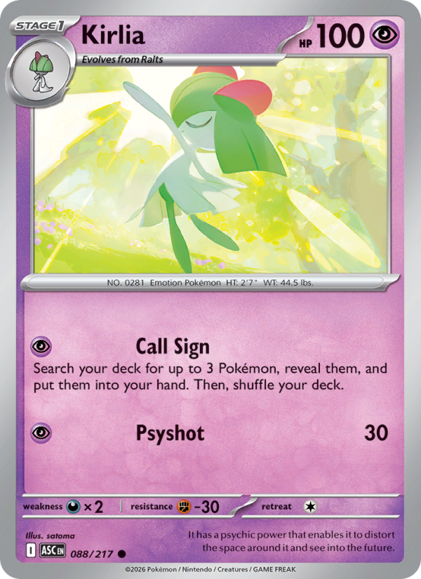 088 [ASC] Kirlia (Reverse Holo - Love Ball) - Common
