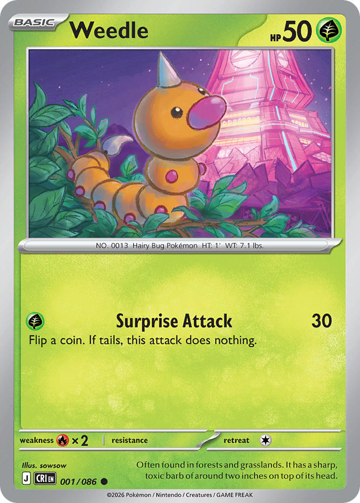 001 [CRI] Weedle (Reverse Holo) - Common