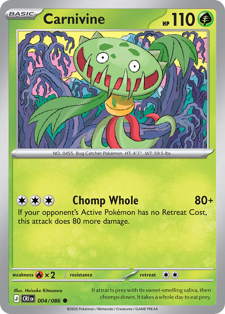 004 [CRI] Carnivine (Reverse Holo) - Common
