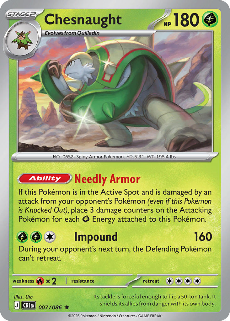 007 [CRI] Chesnaught (Reverse Holo) - Rare