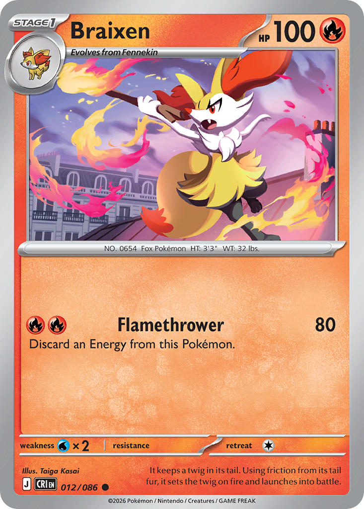012 [CRI] Braixen (Reverse Holo) - Common