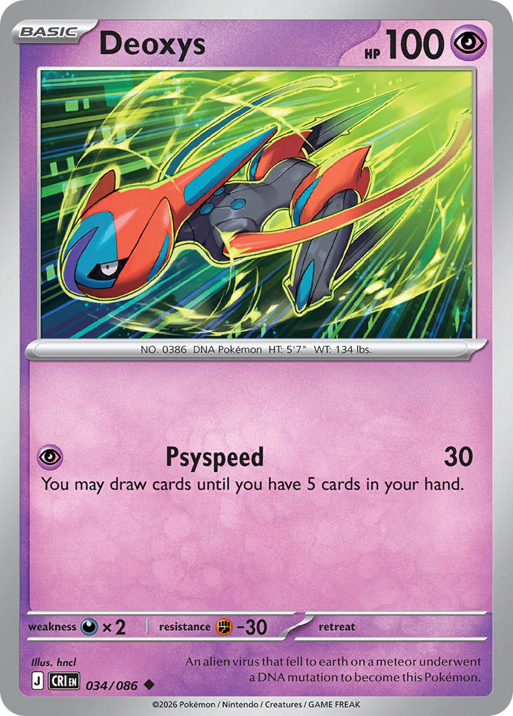 034 [CRI] Deoxys (Reverse Holo) - Uncommon