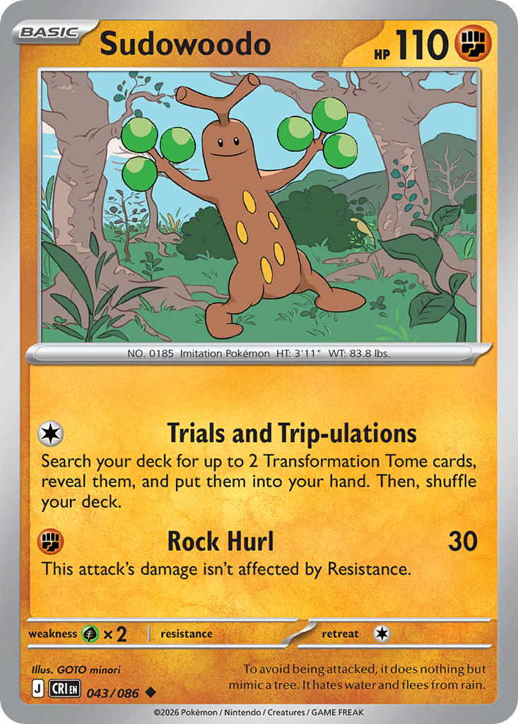 043 [CRI] Sudowoodo (Reverse Holo) - Uncommon