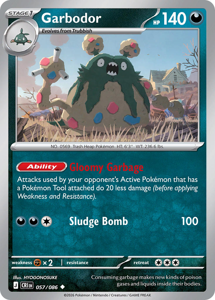 057 [CRI] Garbodor (Reverse Holo) - Uncommon