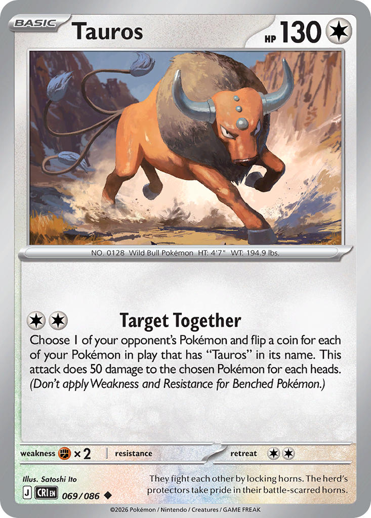 069 [CRI] Tauros (Reverse Holo) - Uncommon