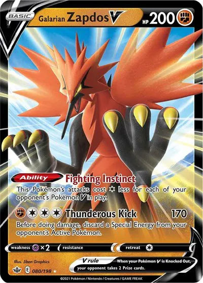 Galarian Zapdos V [ChRe] - 080/198 - Ultra Rare/Holofoil